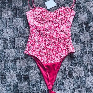 Pink floral bodysuit